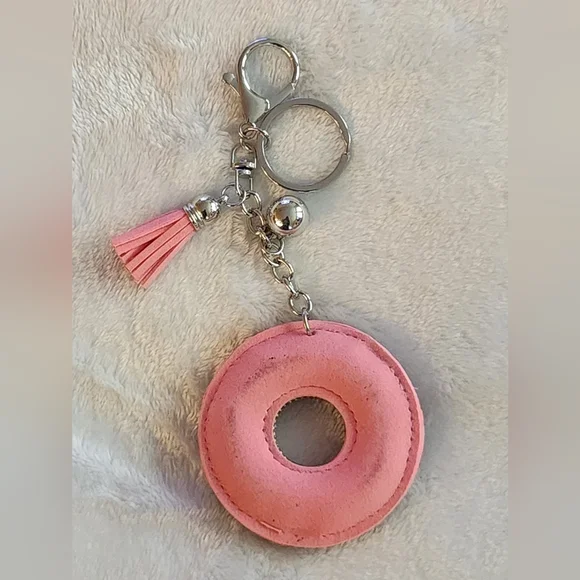 Pink Rhinestone Donut With Sprinkles  Keychain Bag Charm - Picture 3 of 3